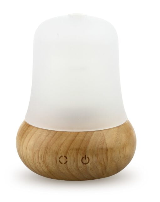 Diffuseur ultrasonique en boi et en verre. Capacité de 85 ml. Lumière LED et arrêt automatique.