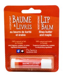 Shea Butter and Maple Lip Balm, made in Canada. 14 oz net wt.