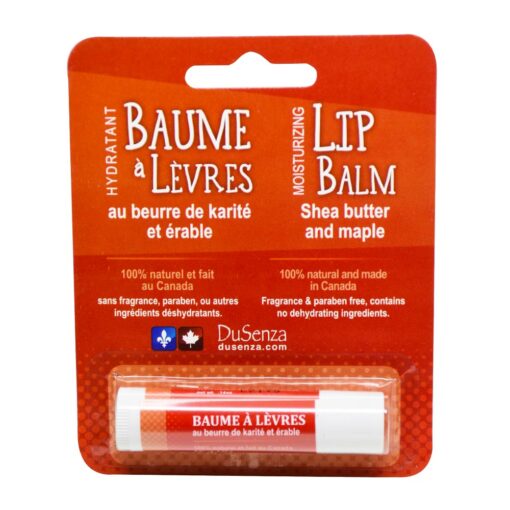 Shea Butter and Maple Lip Balm, made in Canada. 14 oz net wt.