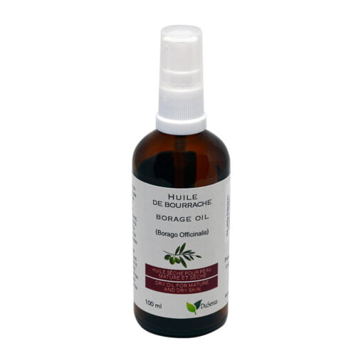 Cold pressed borage dry oil. 100 ml bottle with dispenser pump.