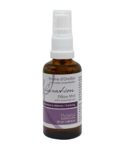 Brume d'oreiller Relaxation aux huiles essentielles. Bouteille de 50 ml avec vaporisateur.