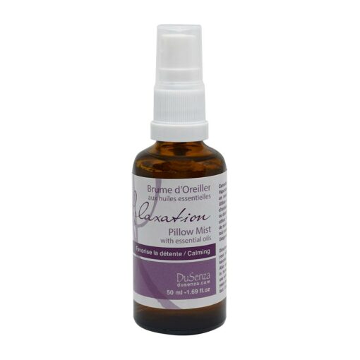 Brume d'oreiller Relaxation aux huiles essentielles. Bouteille de 50 ml avec vaporisateur.