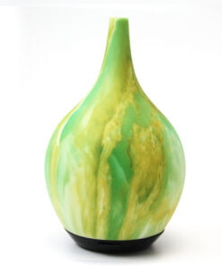 Ultrasonic Diffuser, green and yellow marbled design. Capacity of 120 ml. Auto shut off.