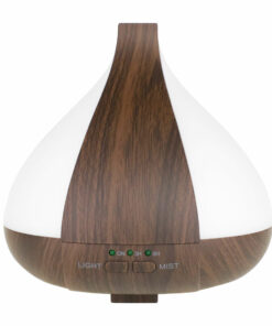 Ultrasonic diffuser, dark wood style. Changing LED light. 220 ml capacity, auto shut off.