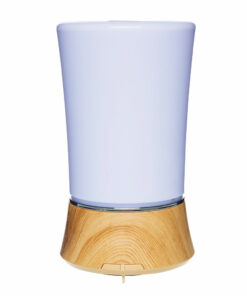 Wood base style ultrasonic diffuser, 6 changing LED lights. 150 ml capacity, auto shut off.