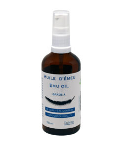 Huile d'émeu. Bouteille de 100 ml avec pompe distributrice.