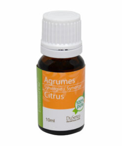 Huile essentielle d'agrumes synergie. Bouteille de 10 ml.