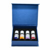 Set of 4 different blends of essential oils: respiration, citrus, relaxation, ambiance. 10 ml per bottle.