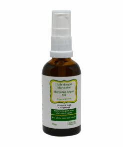 Moroccan cold pressed dry oil. 50 ml bottle with dispenser pump.