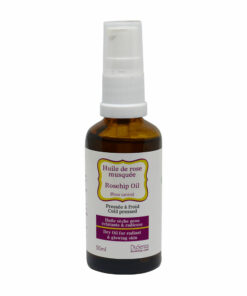 Cold pressed dry rosehip oil. 50 ml bottle with dispenser pump.