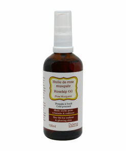 Huile sèche de rose musquée pressée à froid. Bouteille de 100 ml avec pompe distributrice.