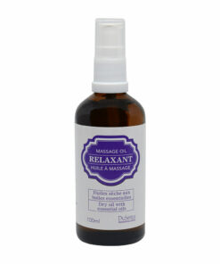 Relaxant dry massage oil with essential oils. 100 ml bottle with dispenser pump.